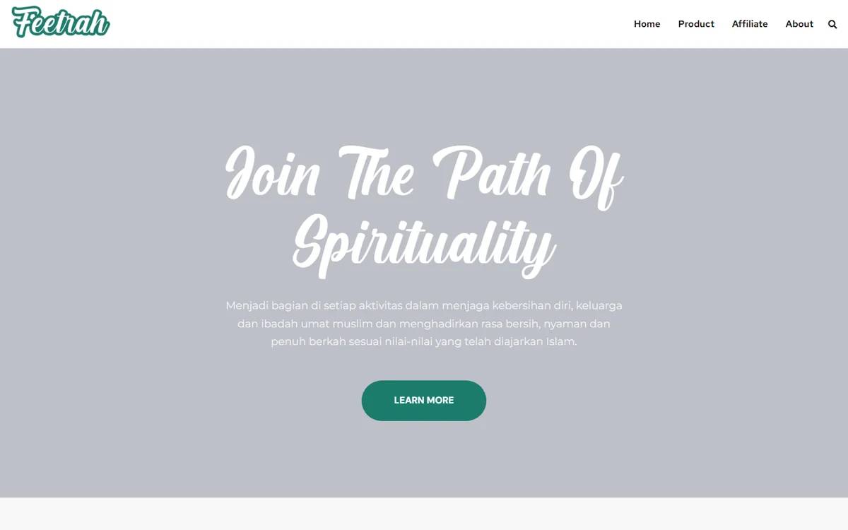 Halaman depan Feetrah dengan judul Join The Path Of Spirituality