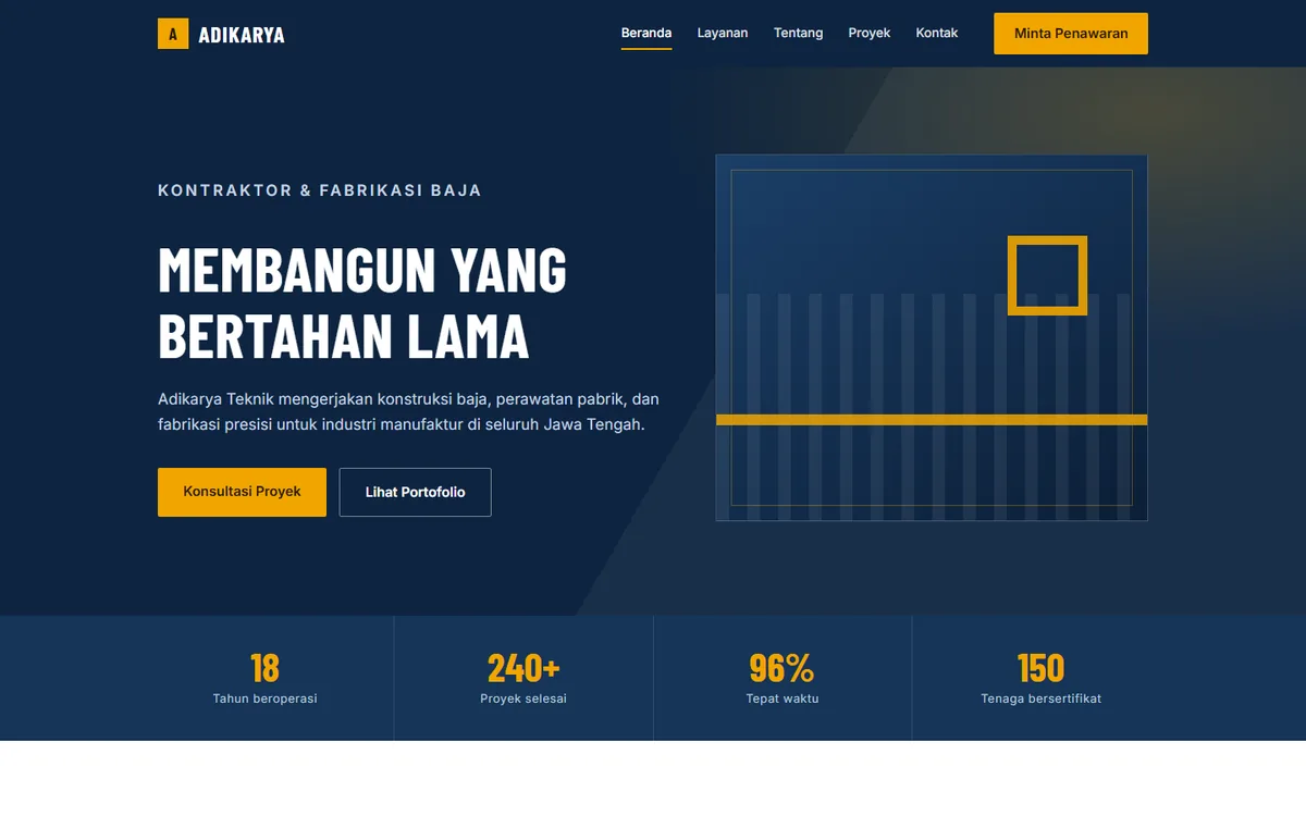 Pratinjau demo Company Profile — Adikarya Teknik